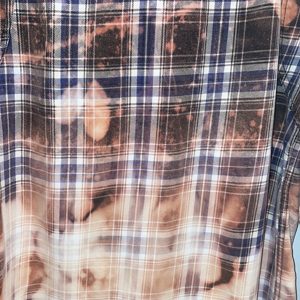 Custom Bleached Vans Flannel Button Down Shirt. S… - image 3